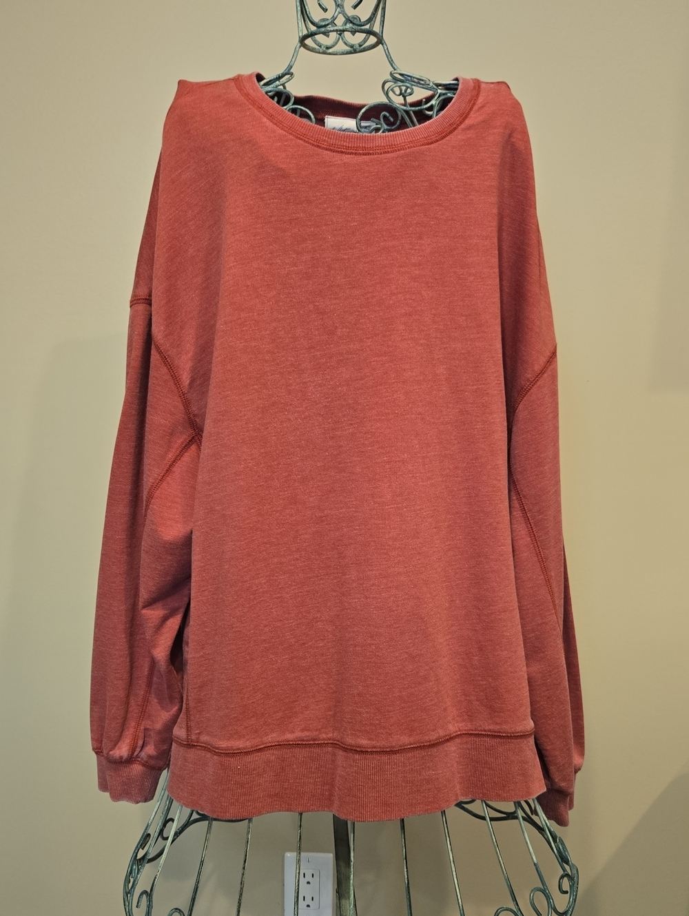 White Crow Washed Brick Red Crewneck Sweatshirt